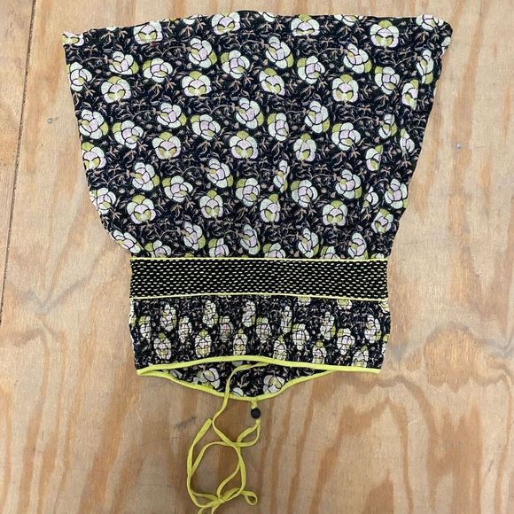 Free People Linen Blend Floral Strapless Halter Babydoll Blouse Top, Size 12 - Picture 2 of 8